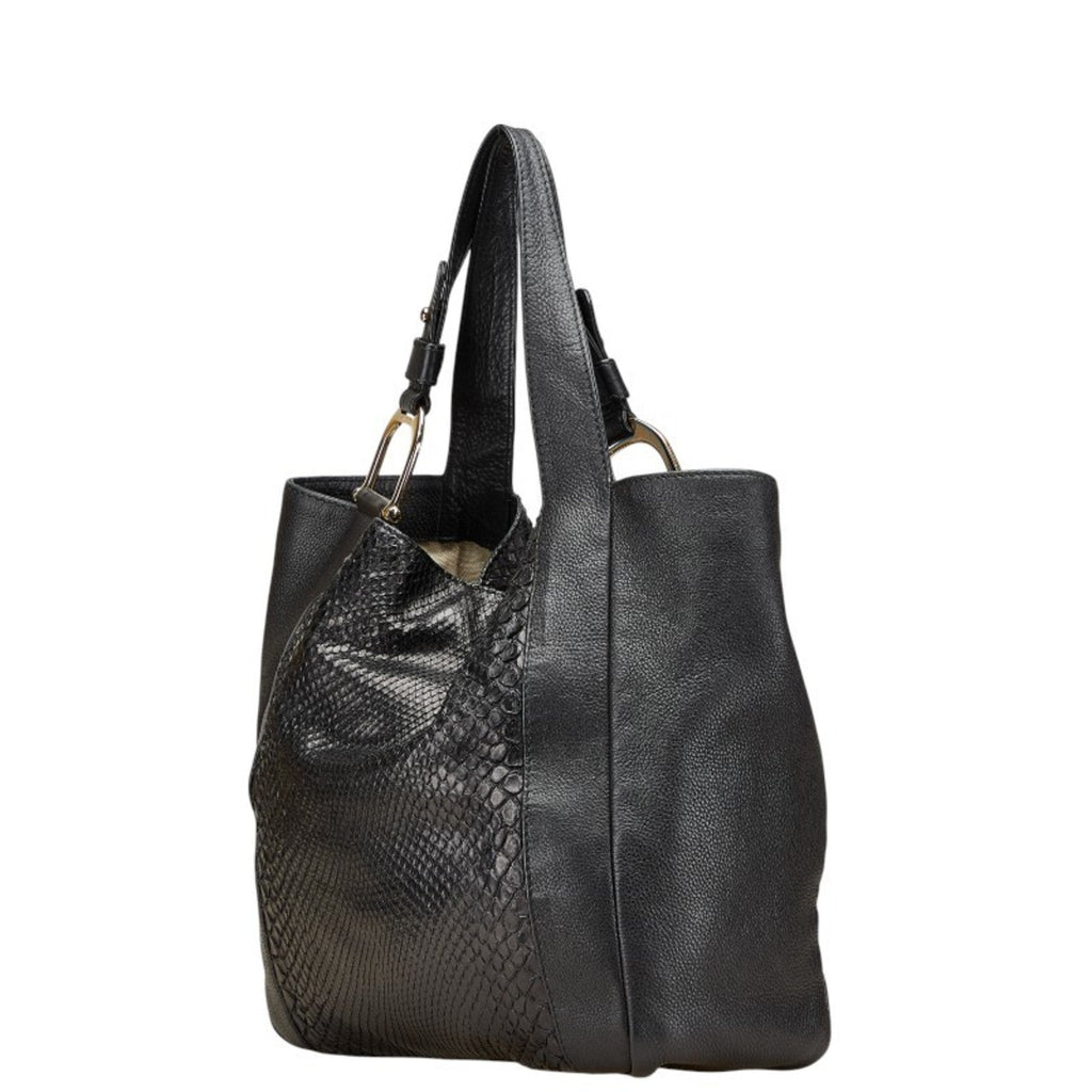 Gucci Black Leather Shoulder Bag Tote Bag (Pre-Owned)
