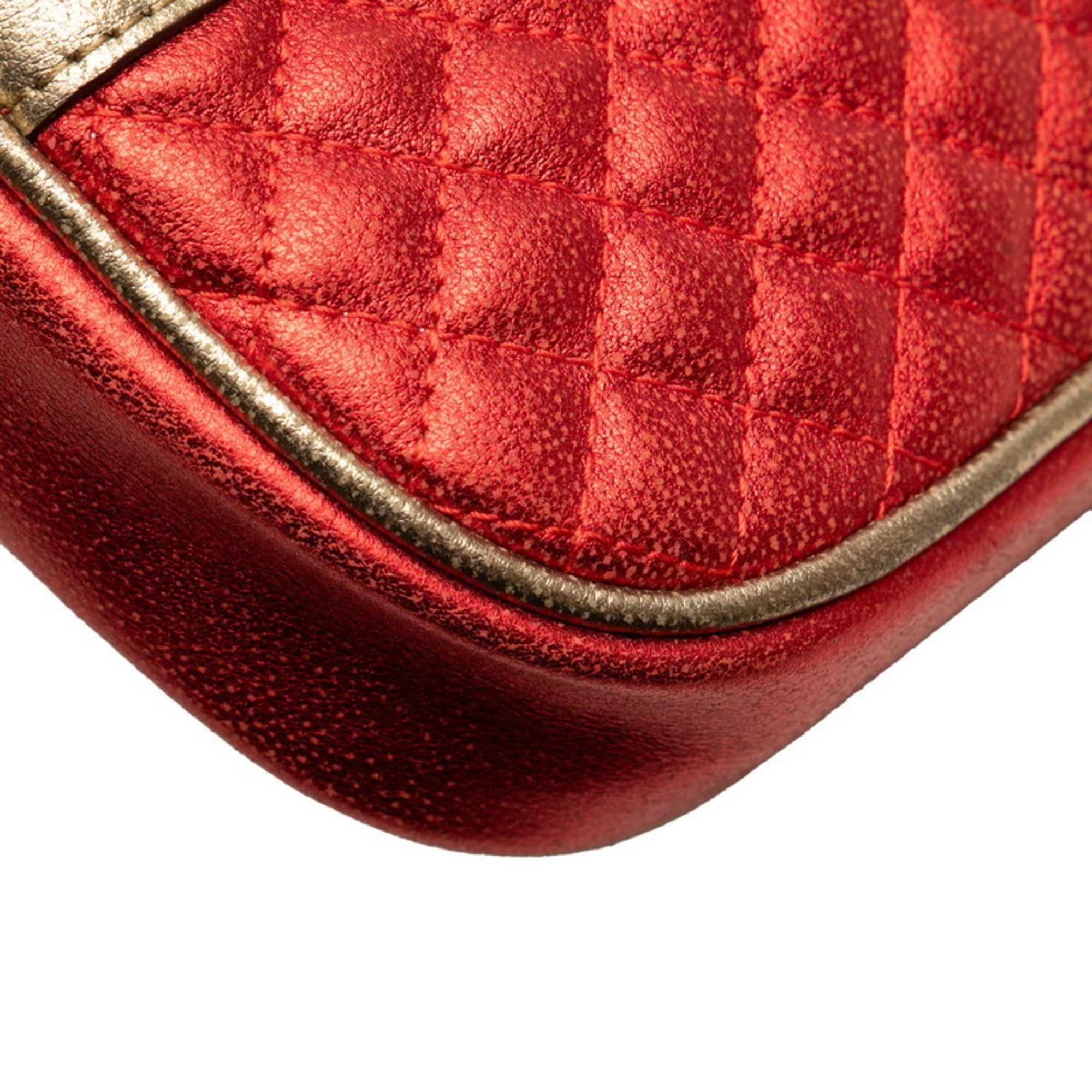 Gucci Gold Green Red Color Leather Clutch Bag (Pre-Owned)
