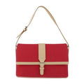 Burberry Beige Red Color Canvas Leather Handbag Shoulder Bag Tote Bag (Pre-Owned)
