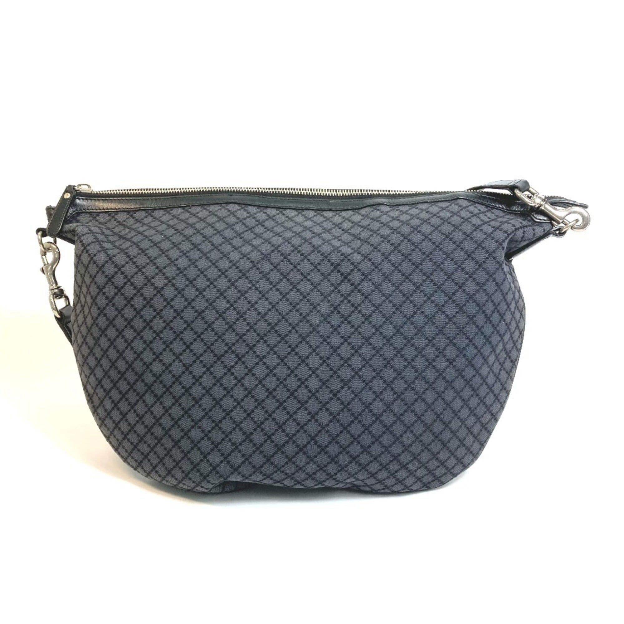 Gucci Diamante Black Gray Canvas Shoulder Bag (Pre-Owned)