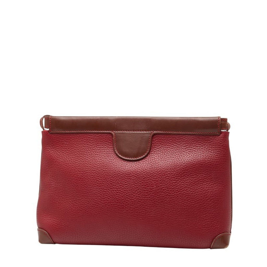 Gucci Red Brown Leather Shoulder Bag (Pre-Owned)