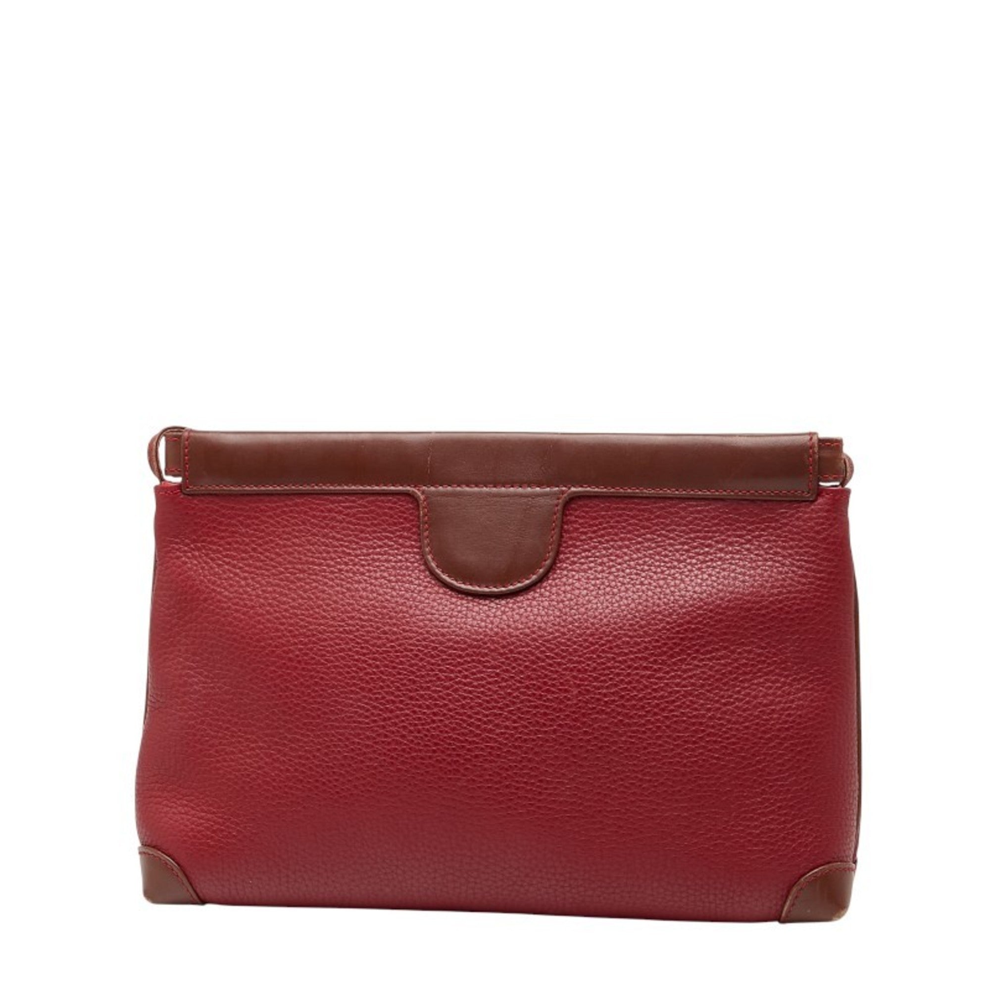 Gucci Red Brown Leather Shoulder Bag (Pre-Owned)