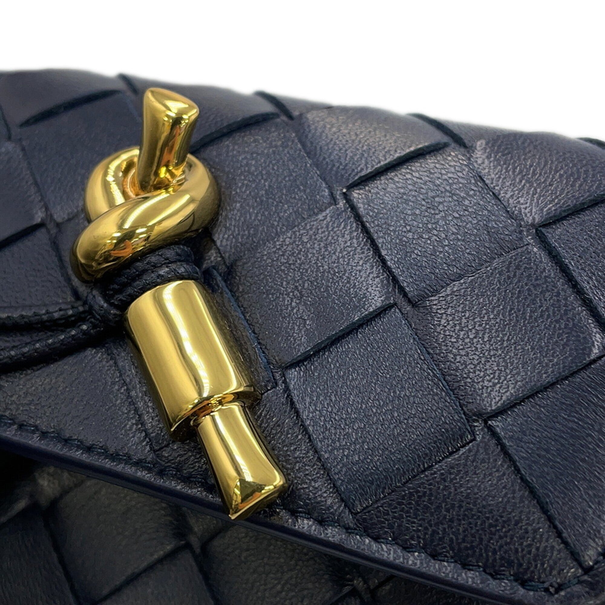 Bottega Veneta Black Navy Leather Wallet (Tri-Fold) (Pre-Owned)