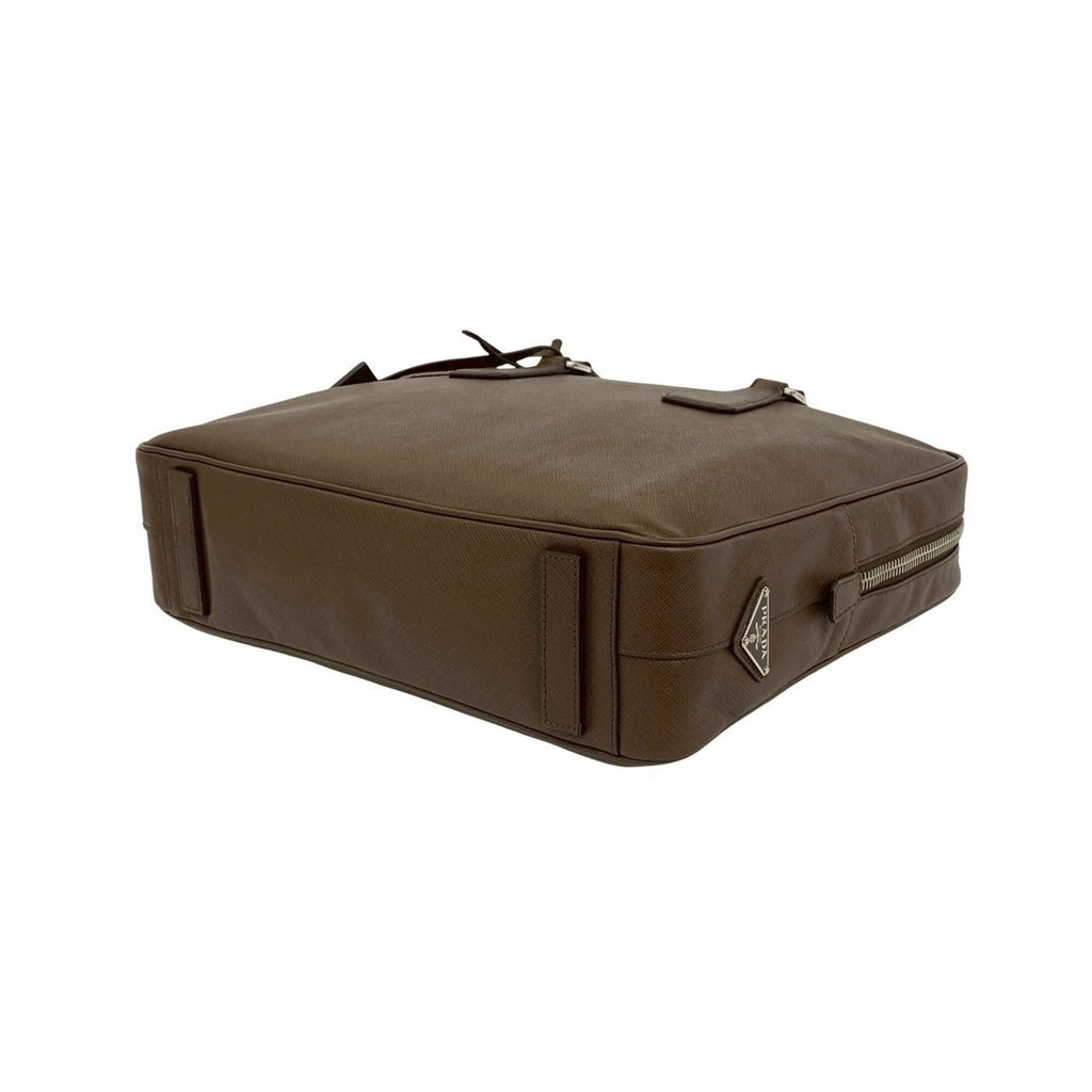 Prada Brown Leather Briefcase (Pre-Owned)