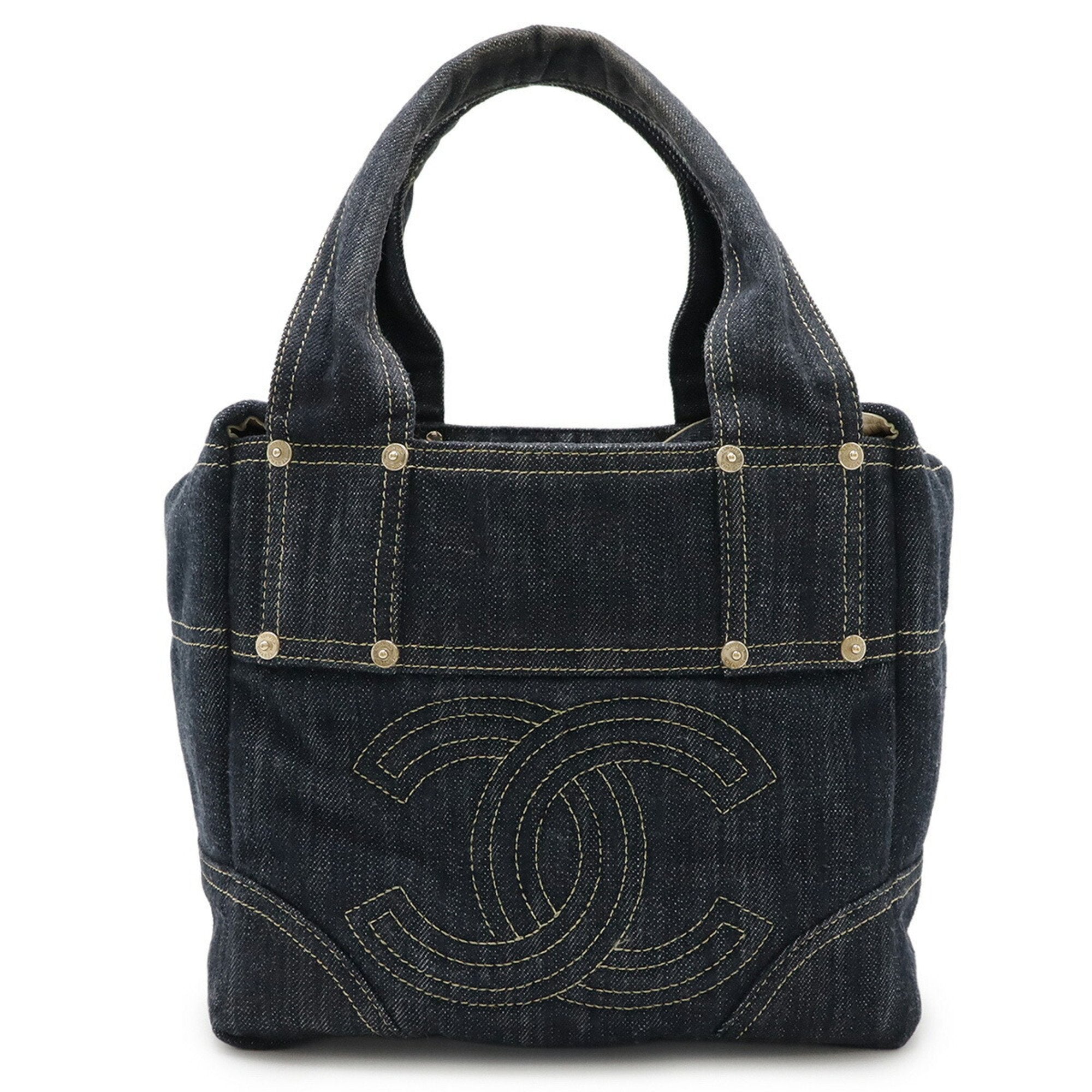 Chanel Denim Blue Denim Handbag Tote Bag (Pre-Owned)