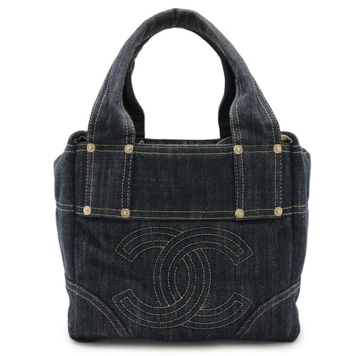 Chanel Denim Blue Denim Handbag Tote Bag (Pre-Owned)