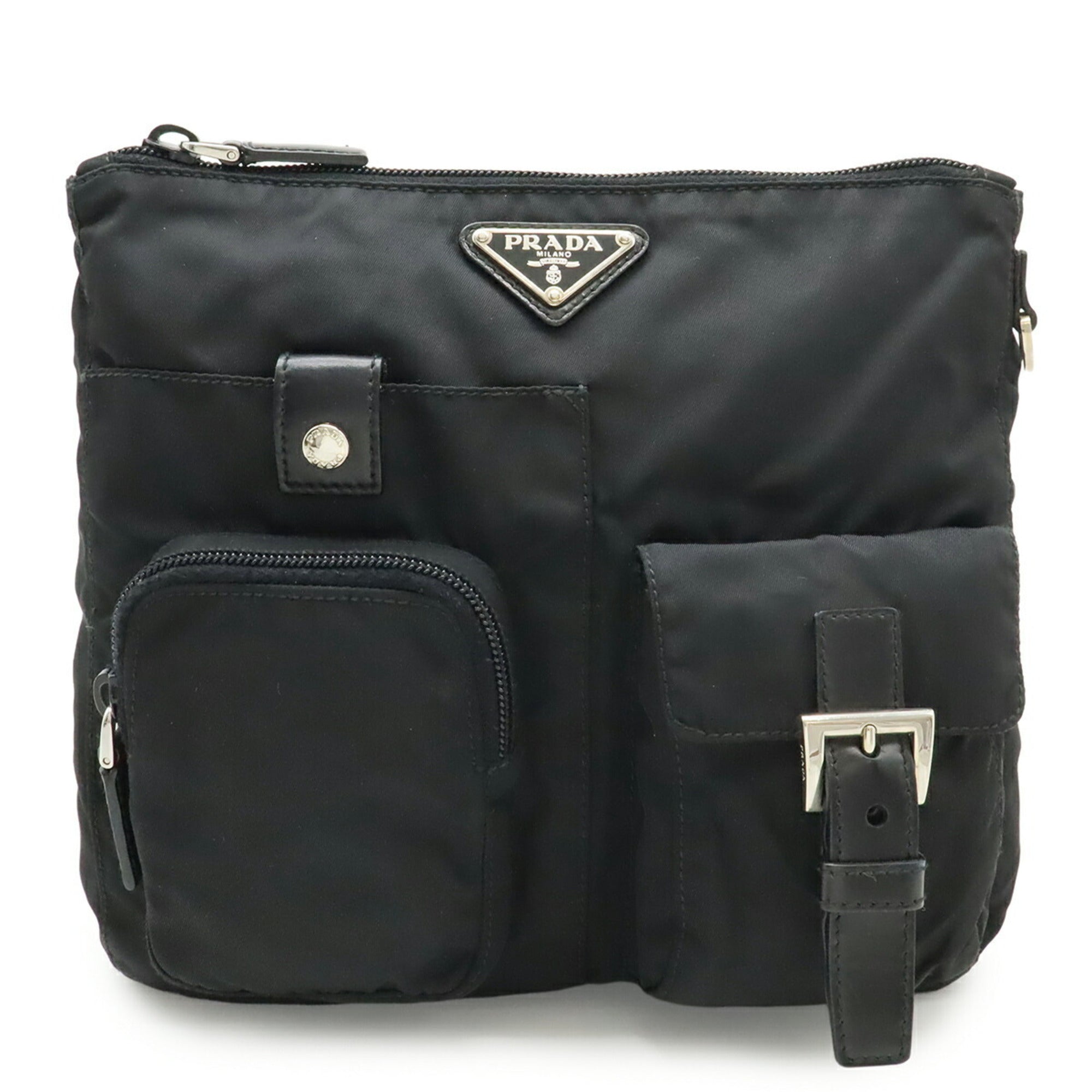 Prada Nero Nylon Leather Shoulder Bag (Pre-Owned)