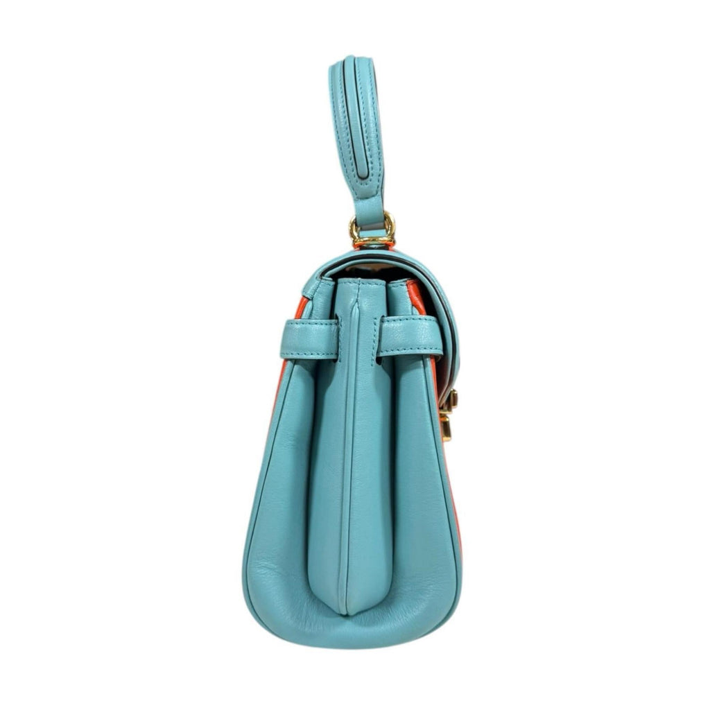 Gucci Light Blue Orange Leather Shoulder Bag (Pre-Owned)