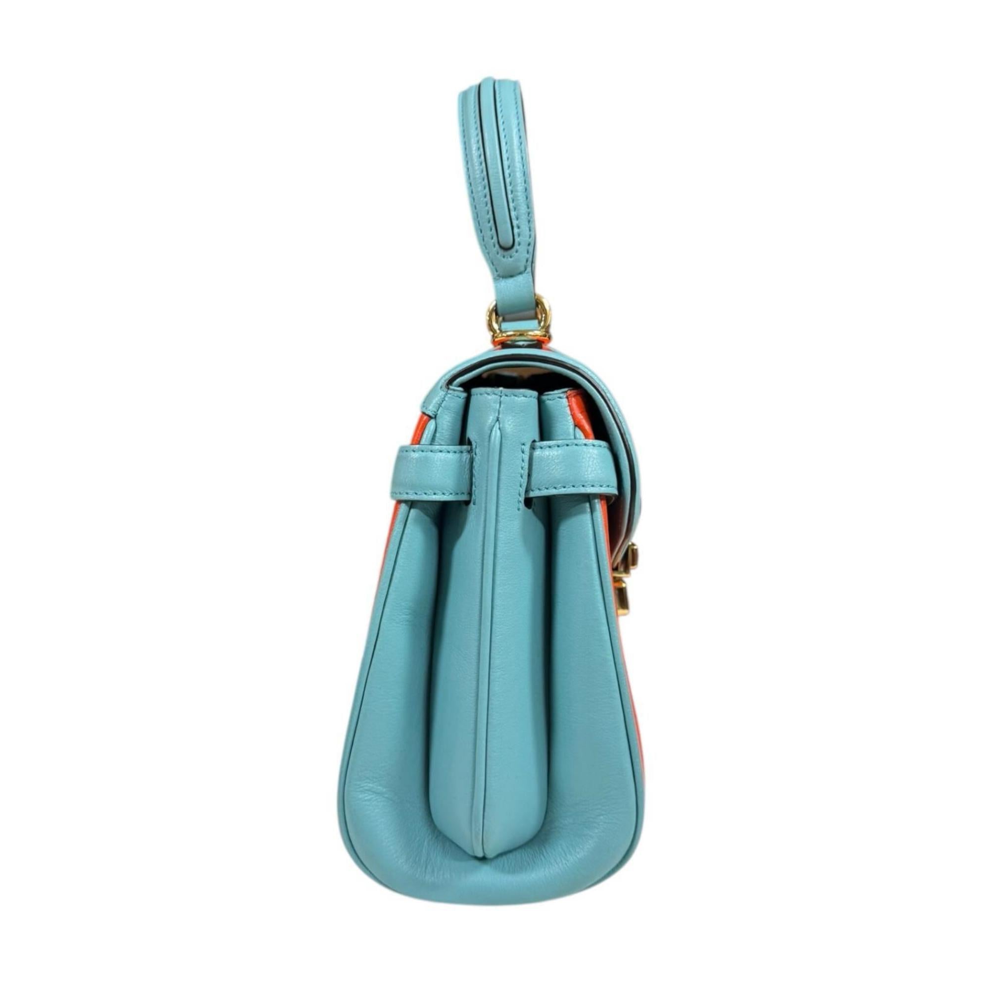 Gucci Light Blue Orange Leather Shoulder Bag (Pre-Owned)