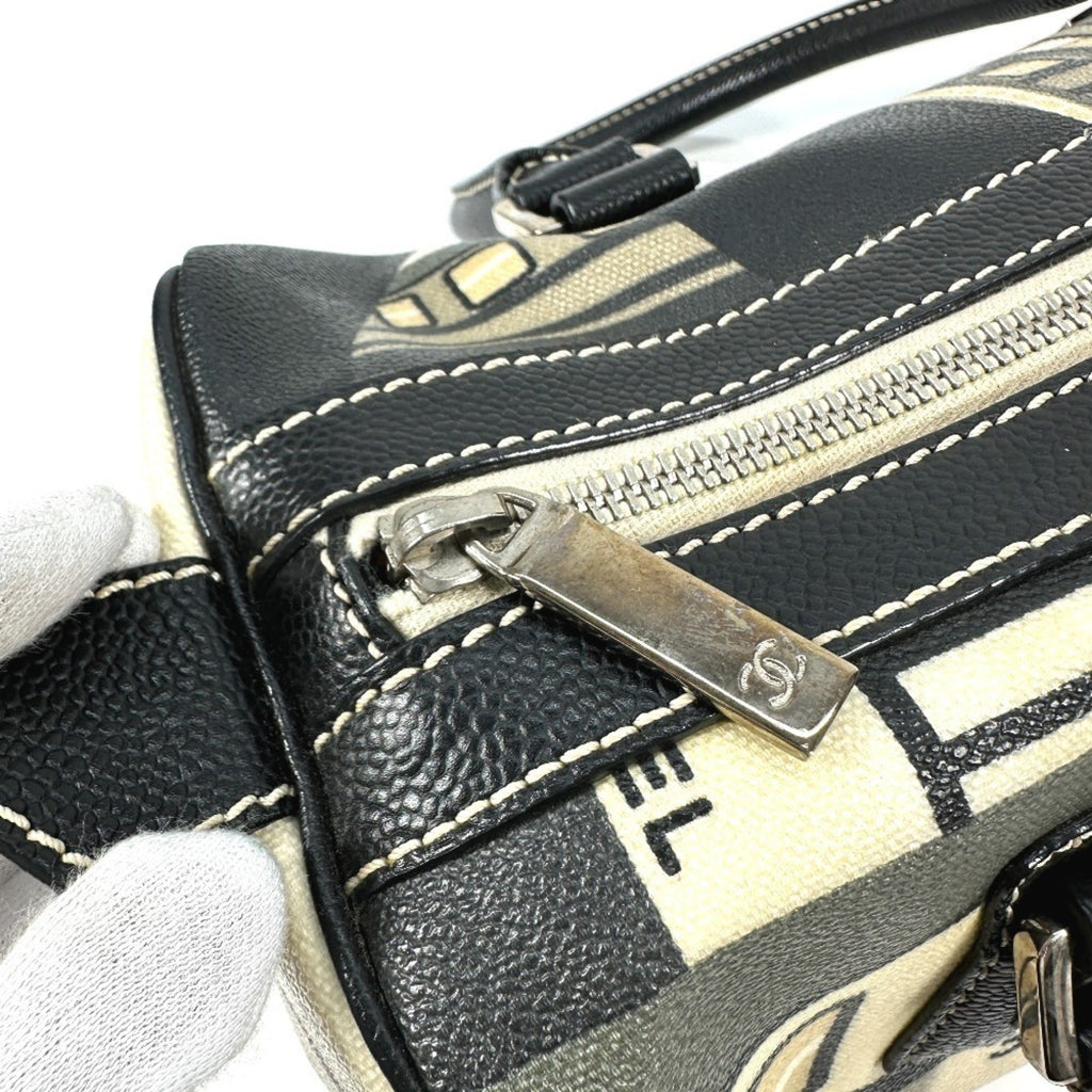 Chanel Black Yellow Pvc Boston Bag Handbag (Pre-Owned)
