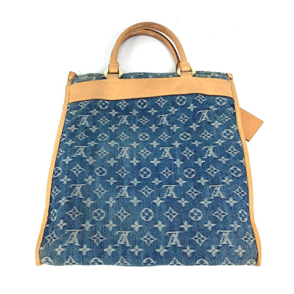 Louis Vuitton Blue Yellow Monogram Denim Shoulder Bag Tote Bag (Pre-Owned)