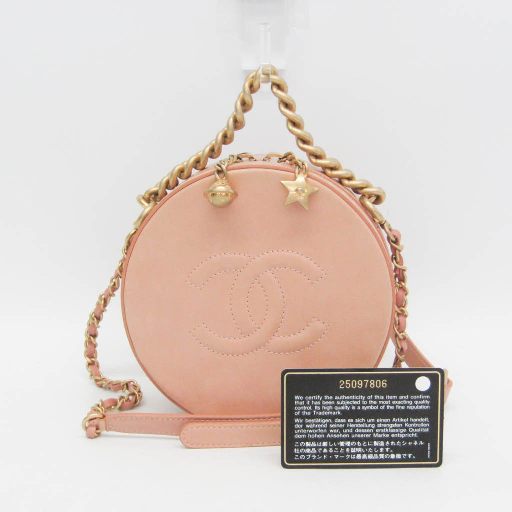 Chanel Round As Earth Crossbody Bag Glazed Calfskin Pink Leather Shoulder Bag Bag (Pre-Owned)