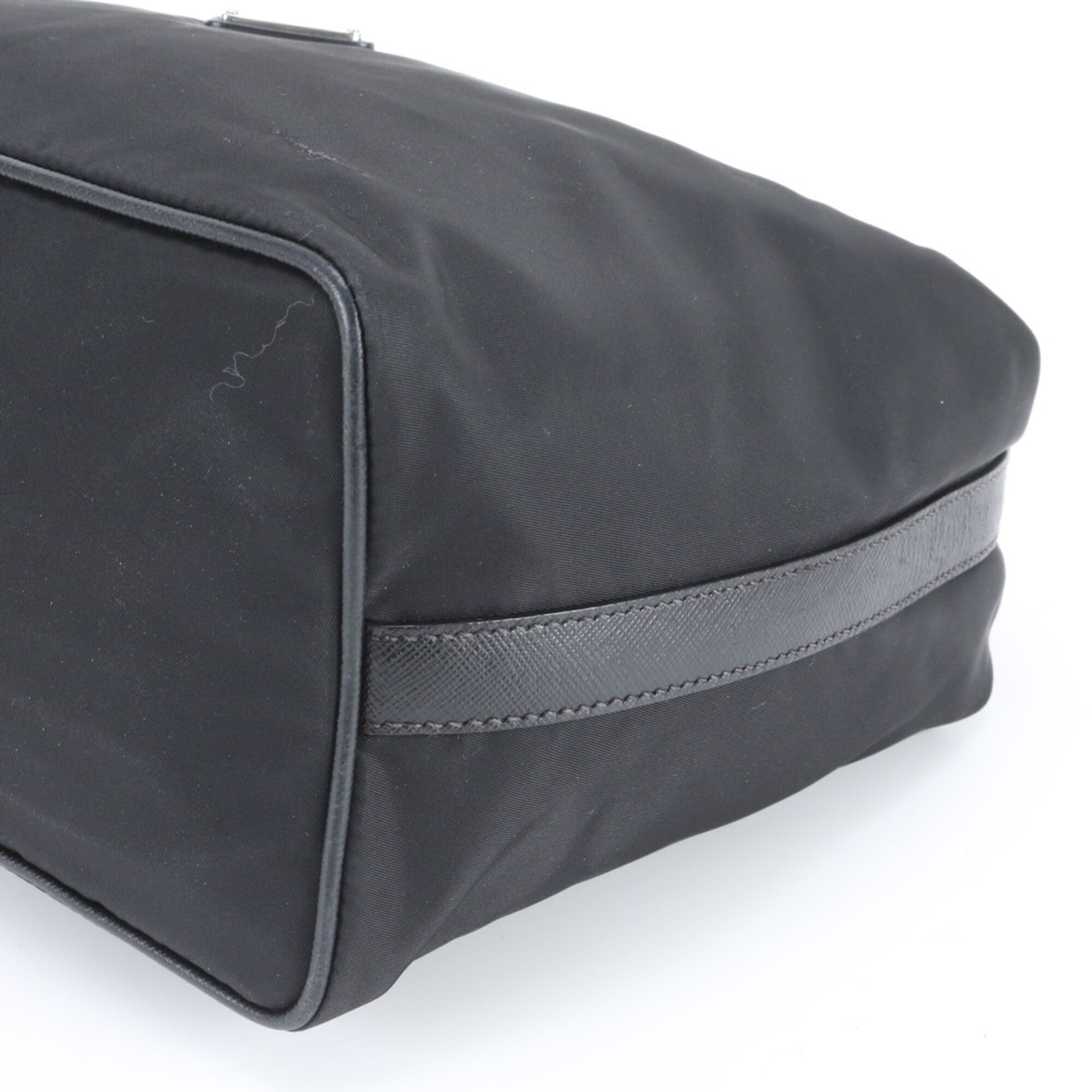 Prada Black Nylon Leather Handbag Pouch Tote Bag (Pre-Owned)