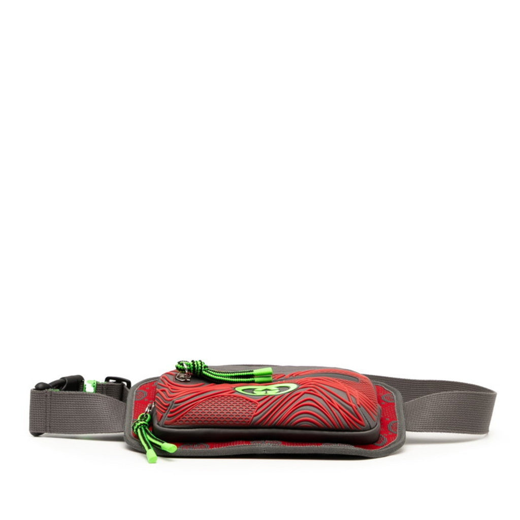 Gucci Gray Green Red Color Nylon Rubber Sling Bag (Pre-Owned)