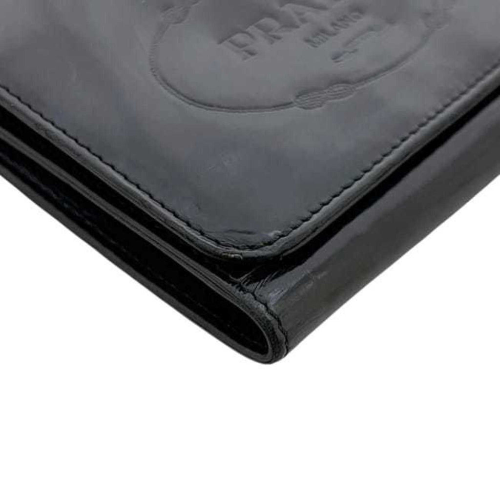 Prada Black Nero Patent Leather Wallet (Tri-Fold) (Pre-Owned)