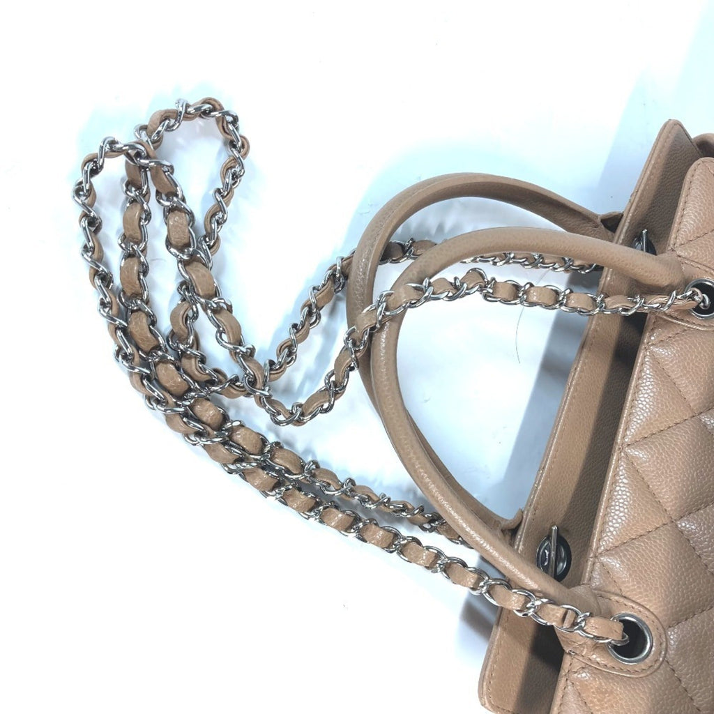 Chanel Beige Grained Calfskin Shoulder Bag Tote Bag (Pre-Owned)