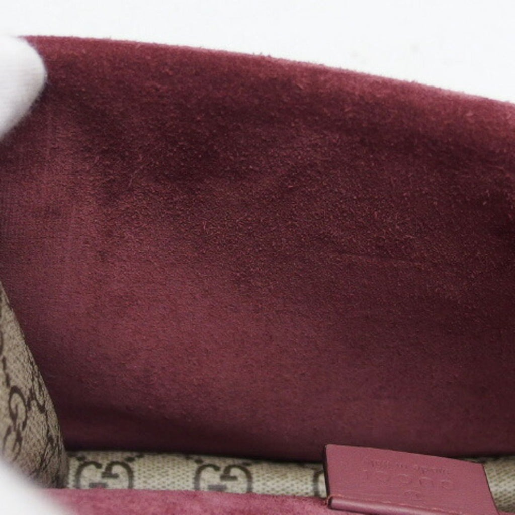 Gucci Beige Bordeaux Pink Coated Canvas Suede Shoulder Bag (Pre-Owned)