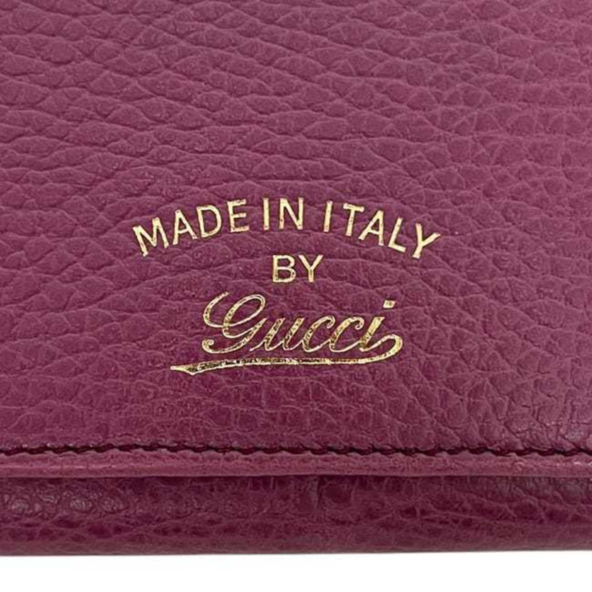 Gucci Purple Leather Long Wallet (Bi-Fold) (Pre-Owned)