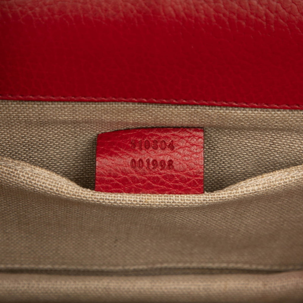 Gucci Red Color Leather Shoulder Bag (Pre-Owned)