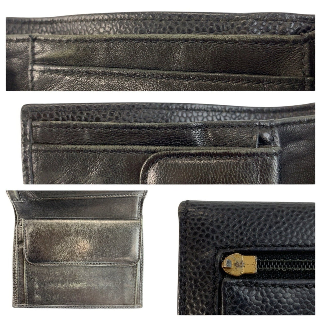 Chanel Black Leather Wallet (Bi-Fold) (Pre-Owned)