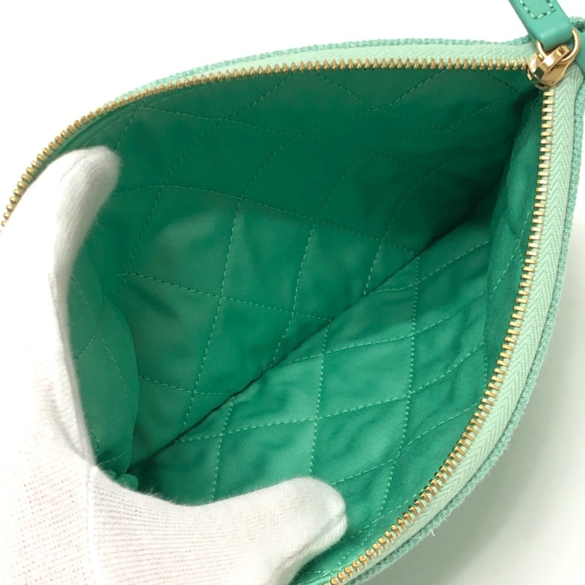 Chanel Matelasse Green Turquoise Denim Handbag Shoulder Bag (Pre-Owned)