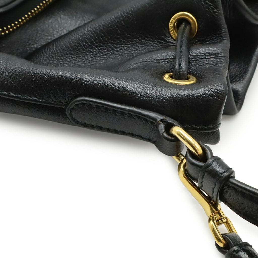 Prada Black Nero Leather Handbag Shoulder Bag (Pre-Owned)