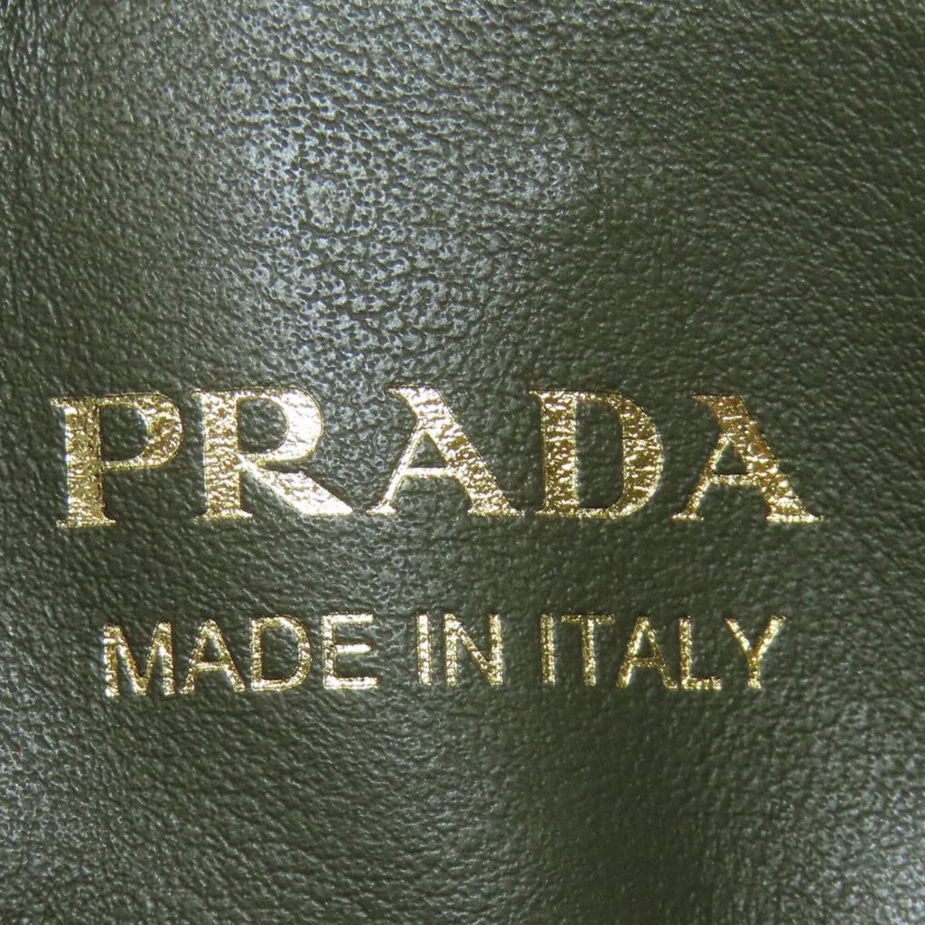 Prada Khaki Leather Shoulder Bag (Pre-Owned)