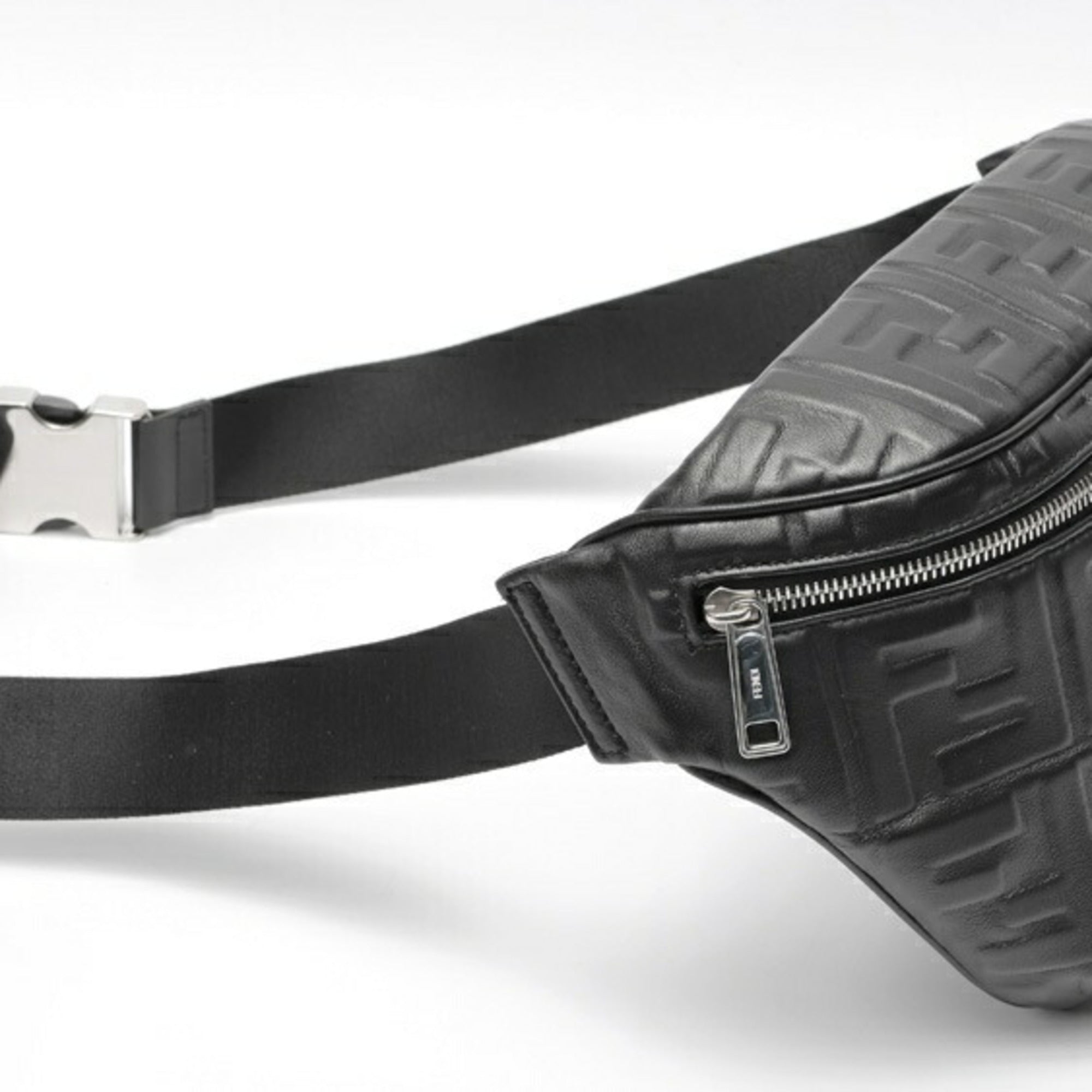 Fendi Black Leather Fanny Pack Sling Bag (Pre-Owned)