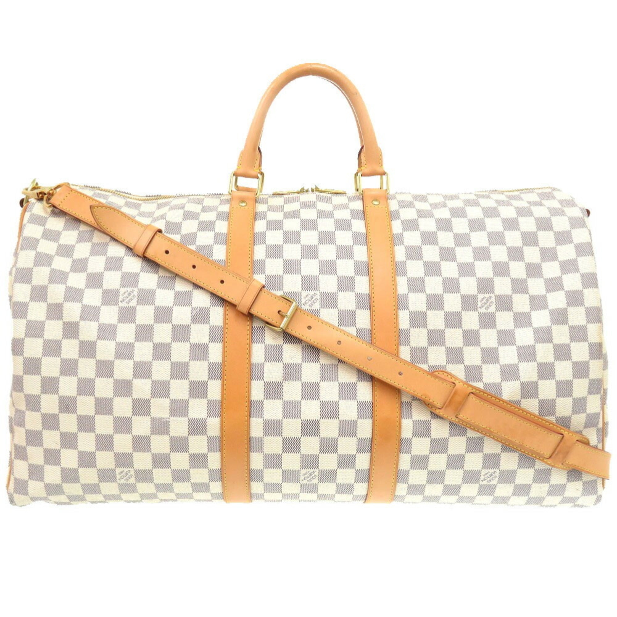 Louis Vuitton White Damier Azur Boston Bag (Pre-Owned)