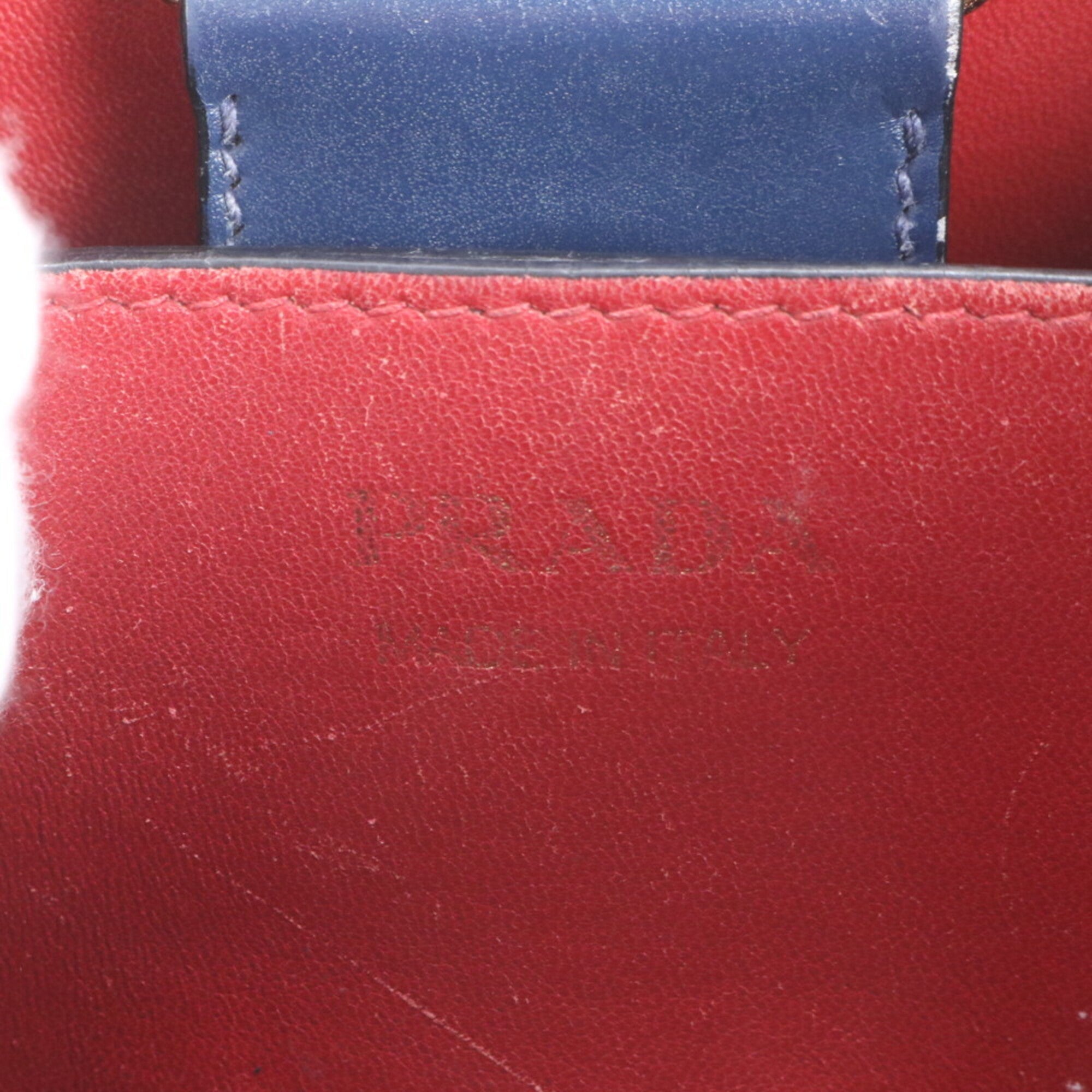 Prada Blue Leather Handbag Tote Bag (Pre-Owned)