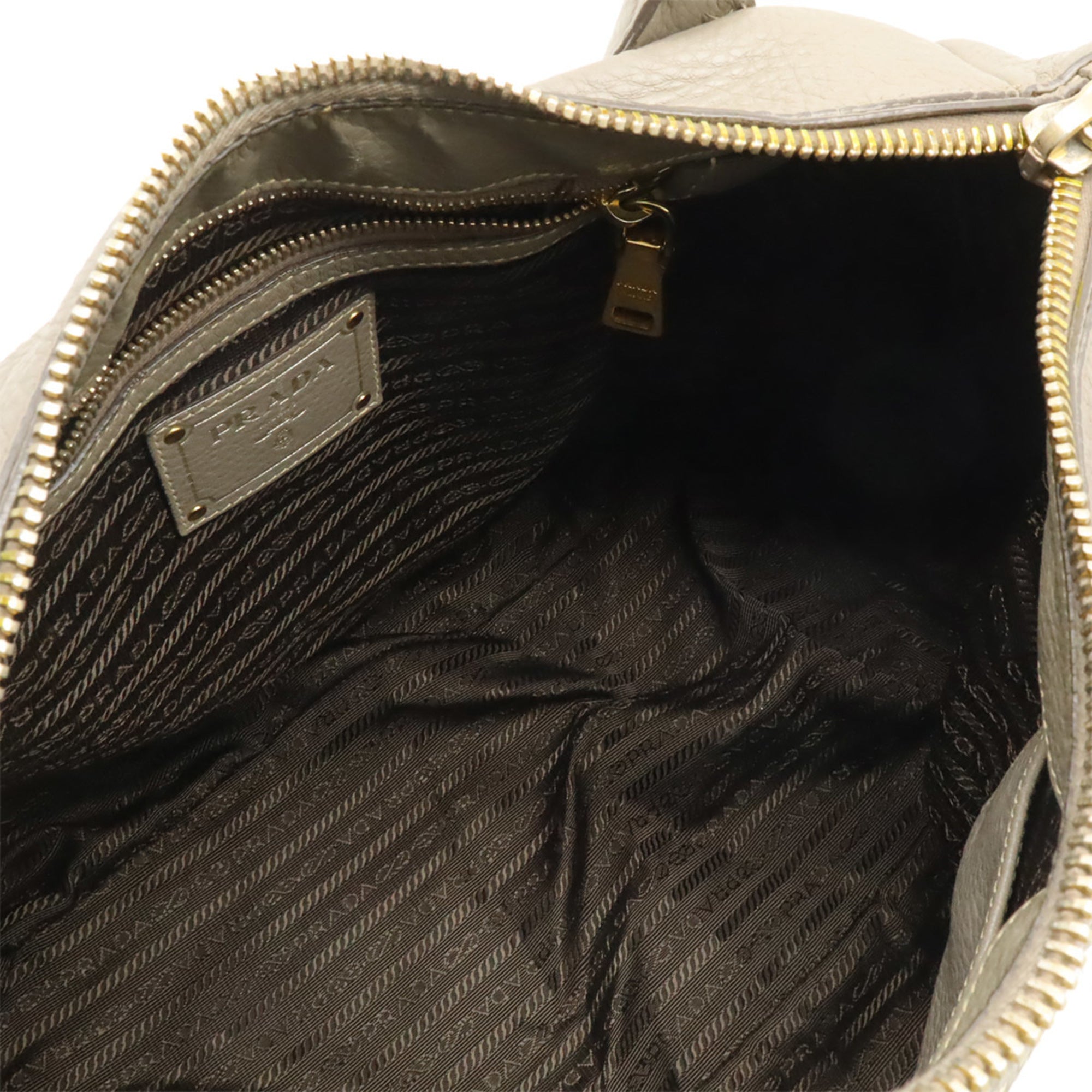 Prada Grayish Leather Shoulder Bag Tote Bag (Pre-Owned)