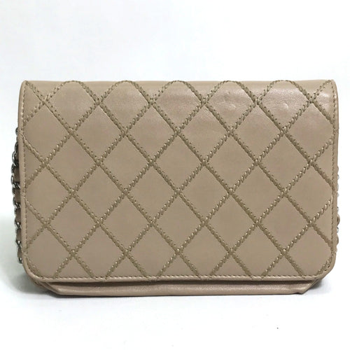 Chanel Beige Leather Long Wallet (Bi-Fold) (Pre-Owned)