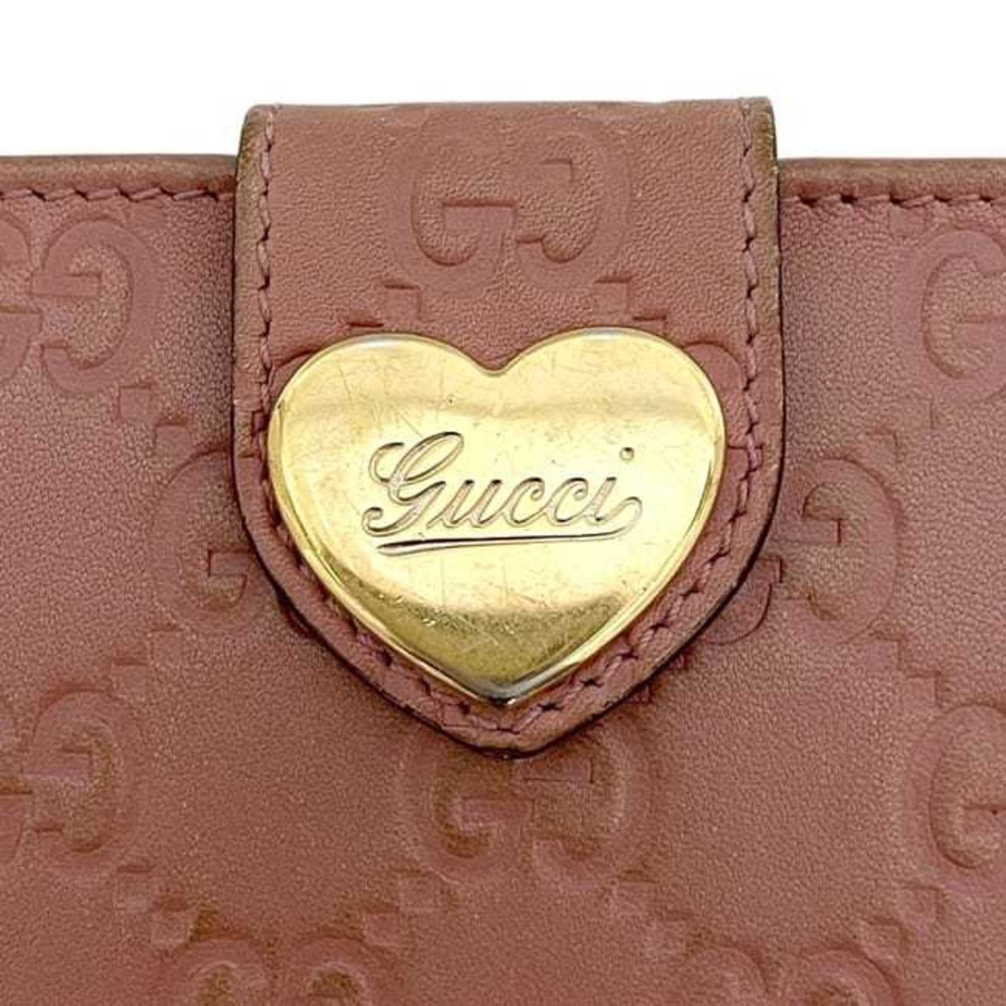 Gucci Pink Leather Long Wallet (Bi-Fold) (Pre-Owned)