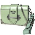 Prada Green Leather Clutch Bag Shoulder Bag (Pre-Owned)