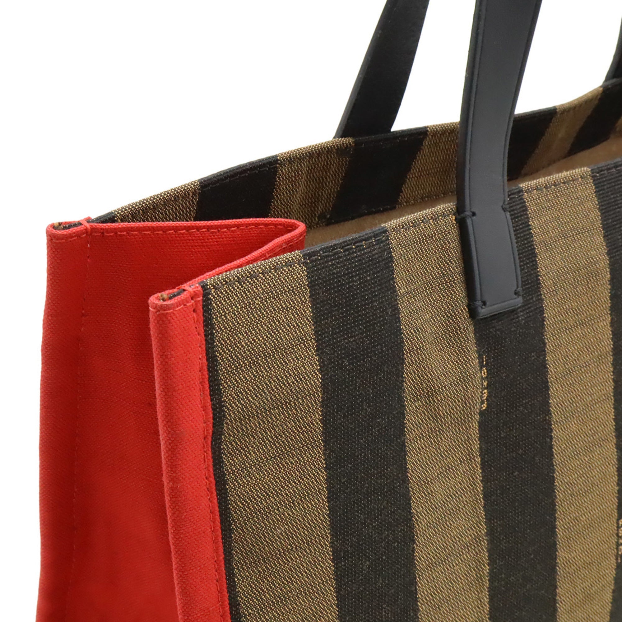 Fendi Black Khaki Brown Canvas Handbag Pouch Shoulder Bag Tote Bag (Pre-Owned)