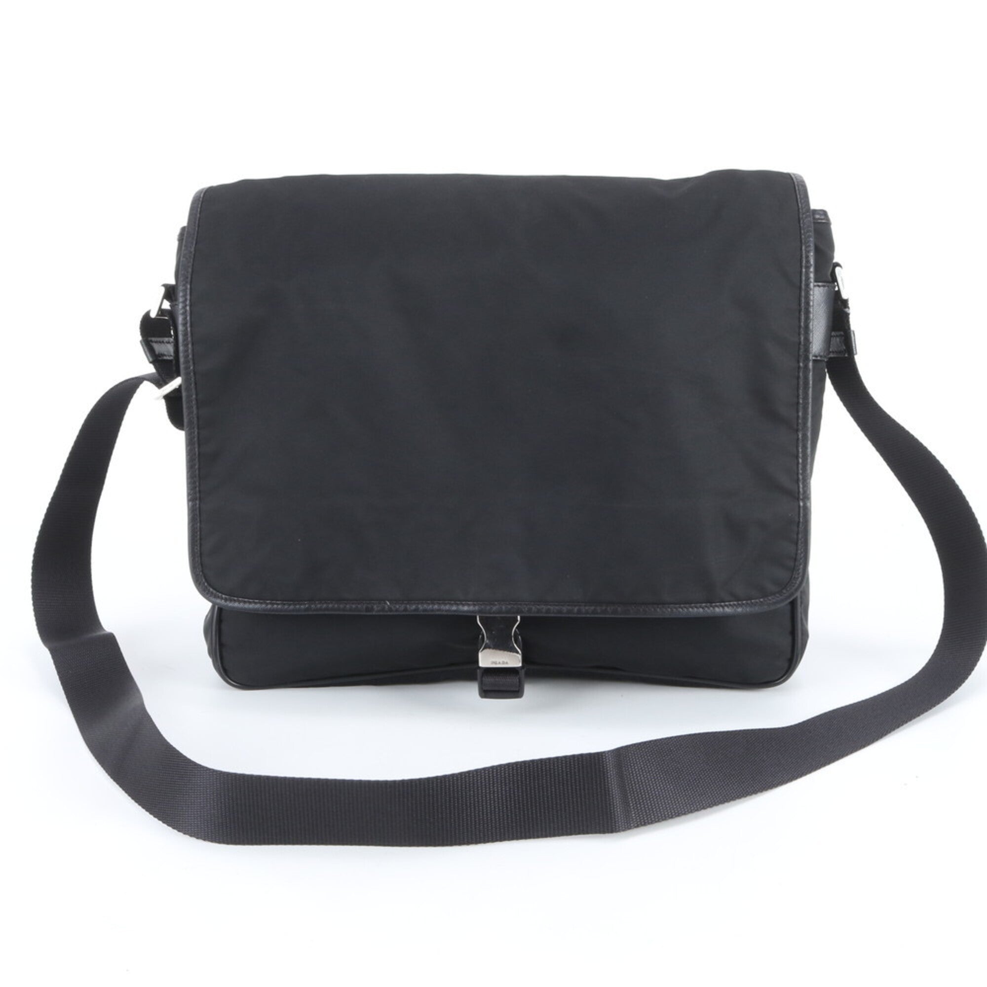 Prada Black Nylon Leather Shoulder Bag (Pre-Owned)