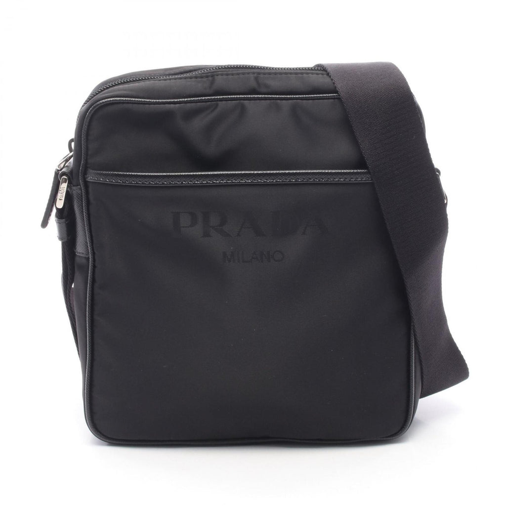Prada Black Nylon Leather Handbag Shoulder Bag (Pre-Owned)