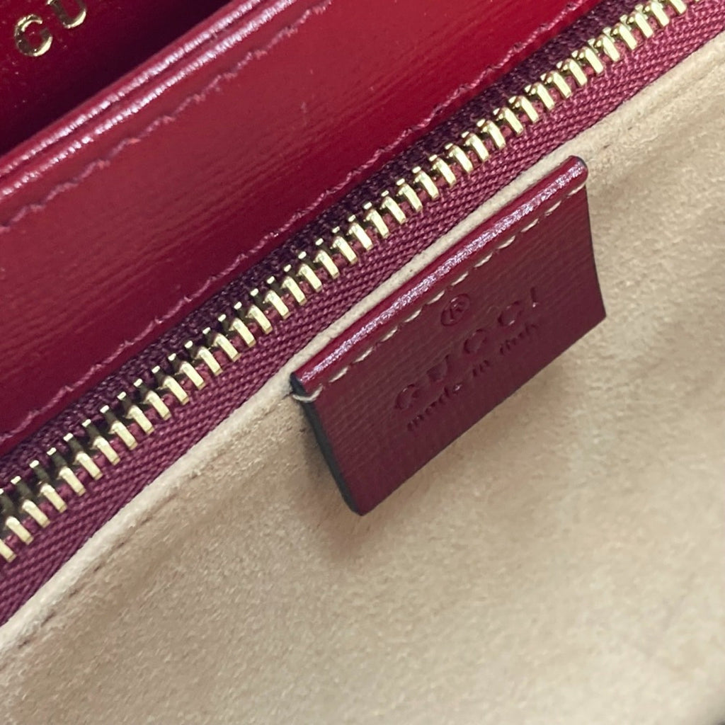 Gucci Beige Red Color Gg Supreme Leather Shoulder Bag (Pre-Owned)