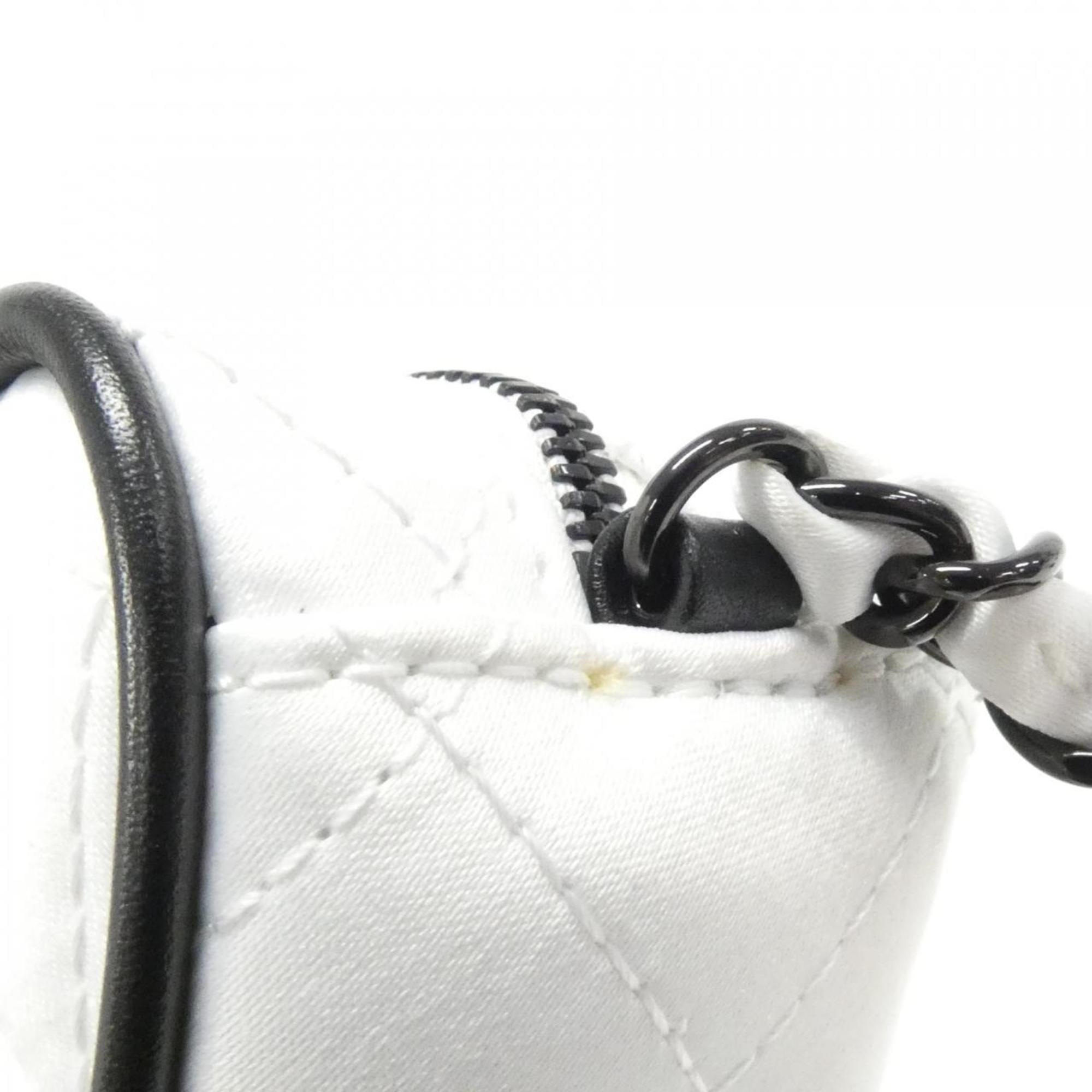 Chanel Black White Satin Shoulder Bag (Pre-Owned)