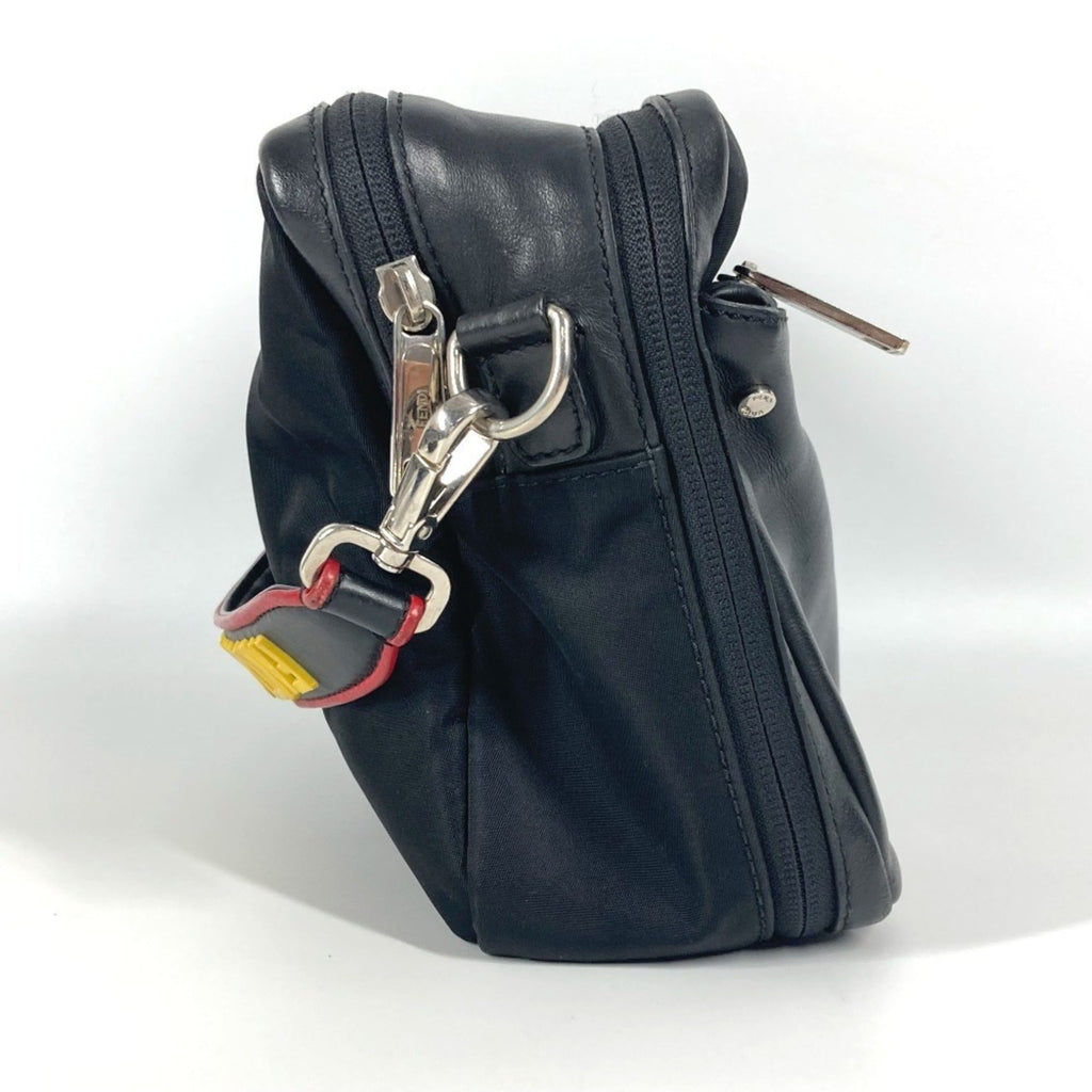 Fendi Black Nylon Leather Handbag Pochette Shoulder Bag (Pre-Owned)