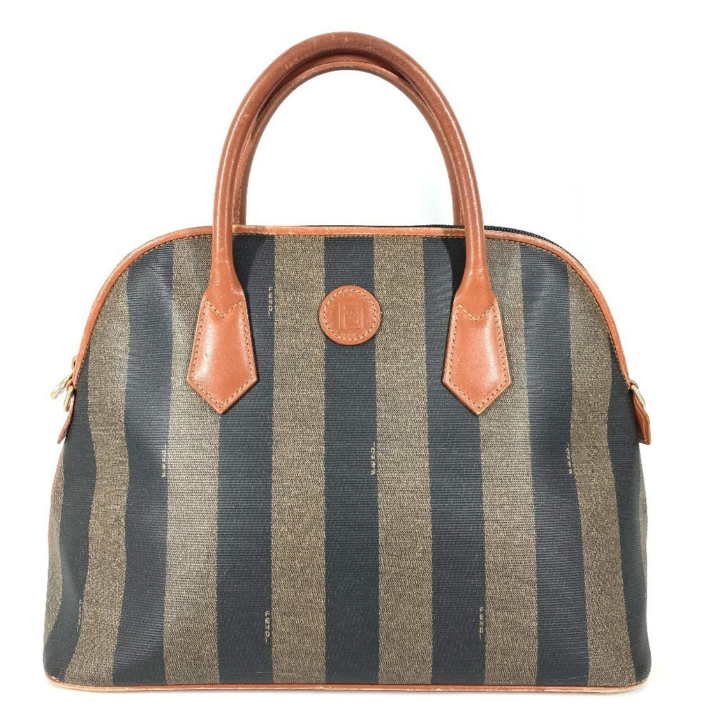 Fendi Pequin Brown Khaki Pvc Leather Handbag Tote Bag (Pre-Owned)