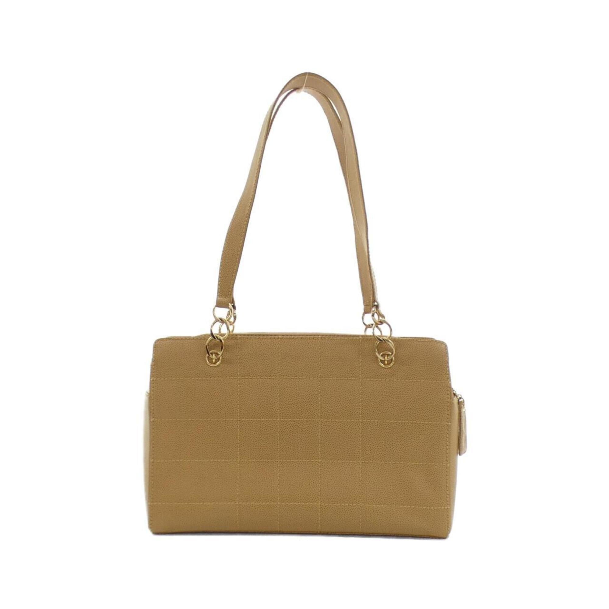 Chanel Beige Grained Calfskin Shoulder Bag (Pre-Owned)