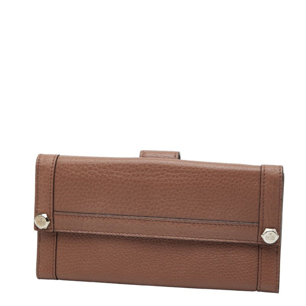 Gucci Brown Canvas Leather Long Wallet (Bi-Fold) (Pre-Owned)