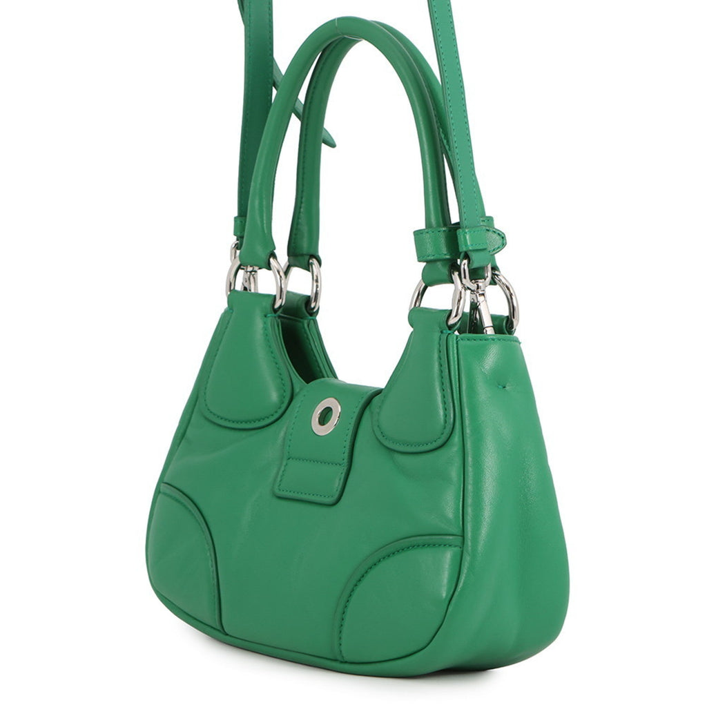 Prada Green Leather Handbag Shoulder Bag (Pre-Owned)
