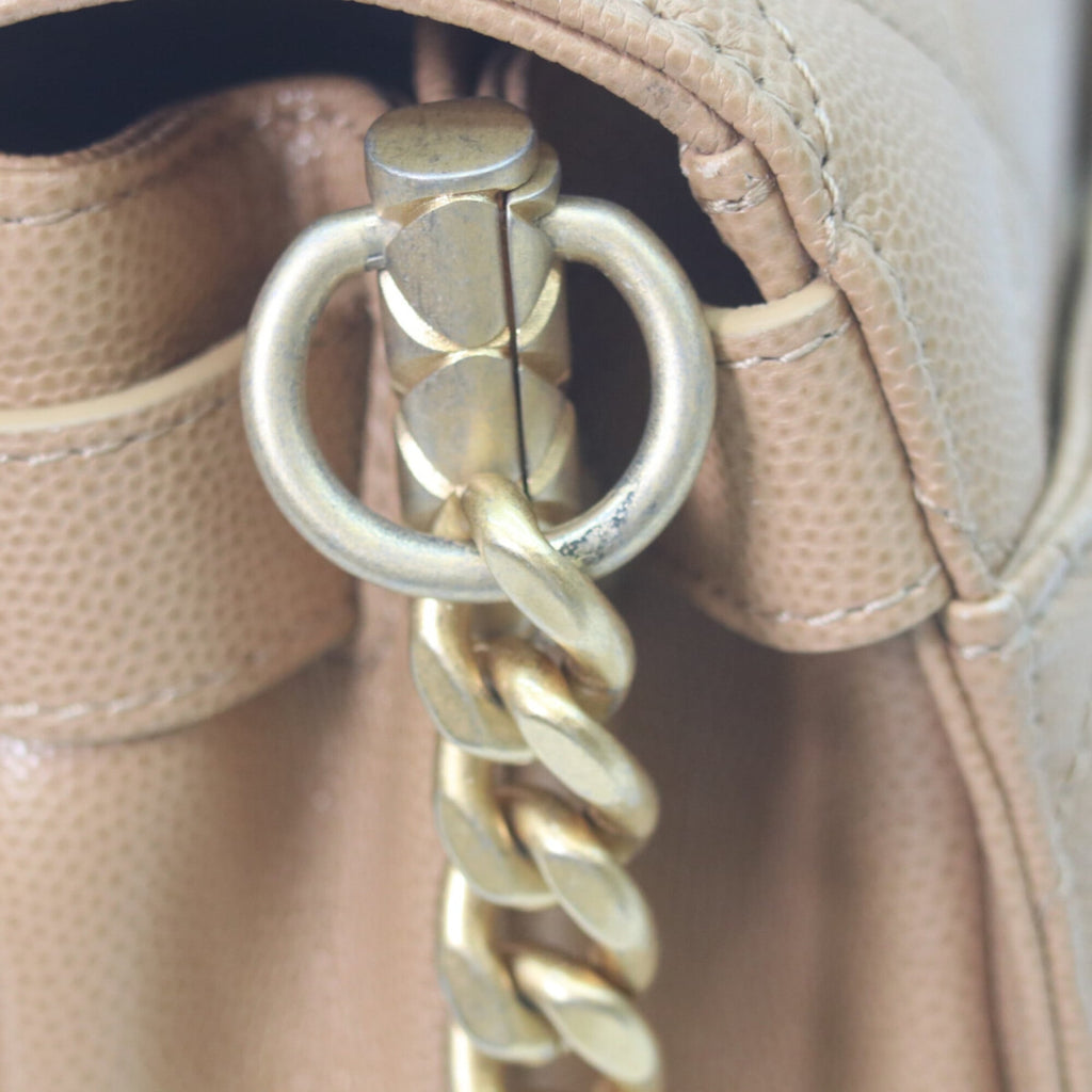 Chanel Beige Grained Calfskin Shoulder Bag (Pre-Owned)