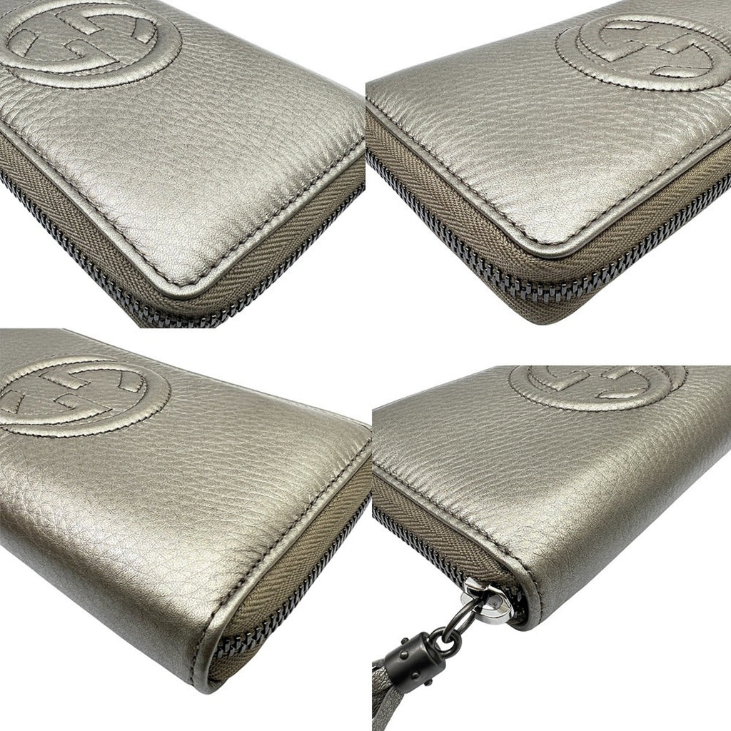 Gucci Metallic Gold Leather Long Wallet (Bi-Fold) (Pre-Owned)