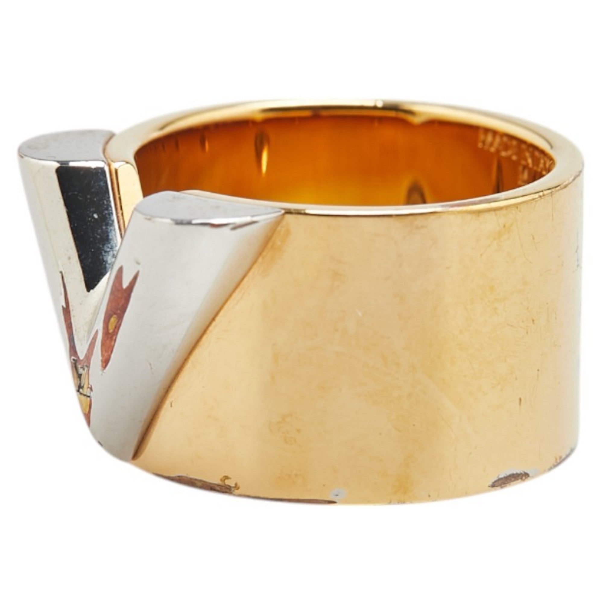 Louis Vuitton Gold Silver Metal Band Ring (Pre-Owned)