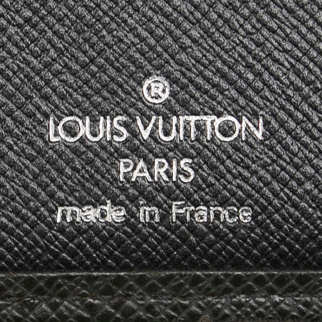 Louis Vuitton Taiga Black Leather Wallet (Bi-Fold) (Pre-Owned)