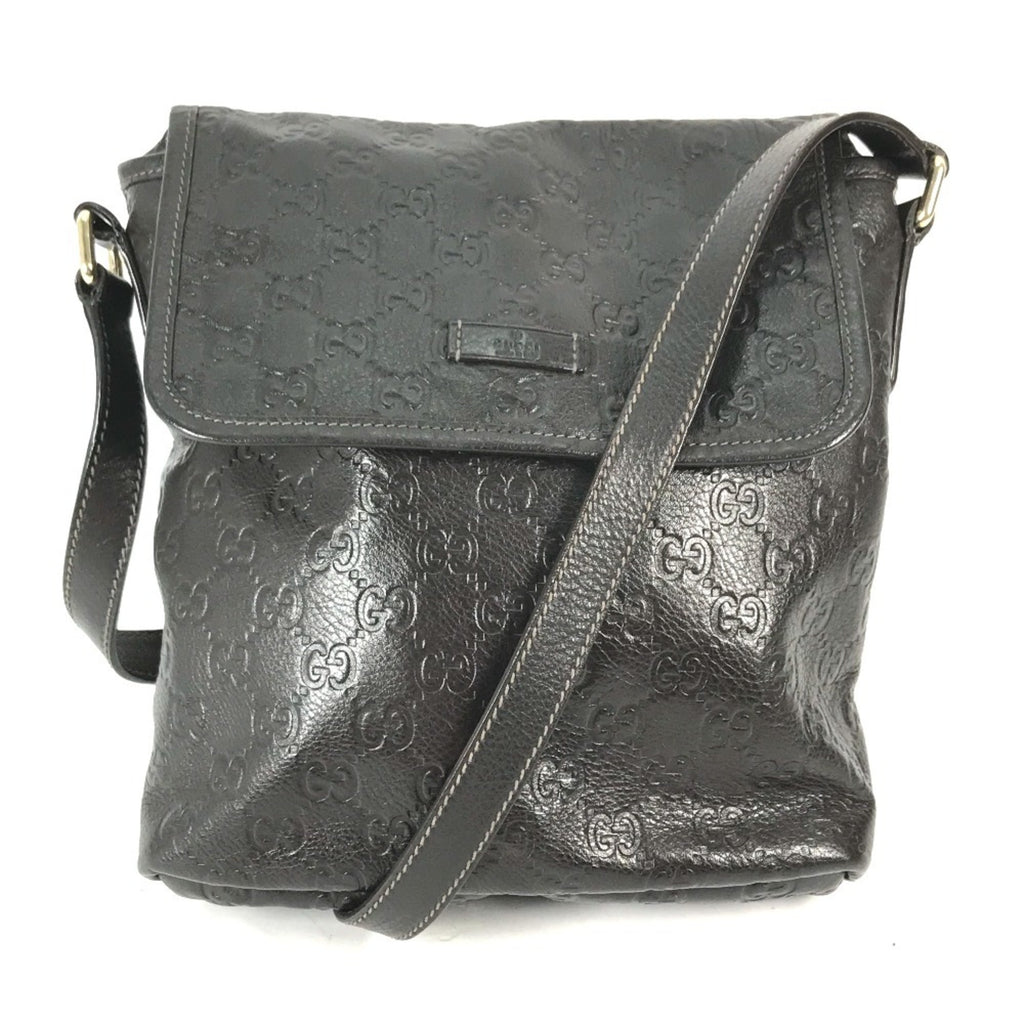 Gucci Dark Brown Leather Pochette Shoulder Bag (Pre-Owned)