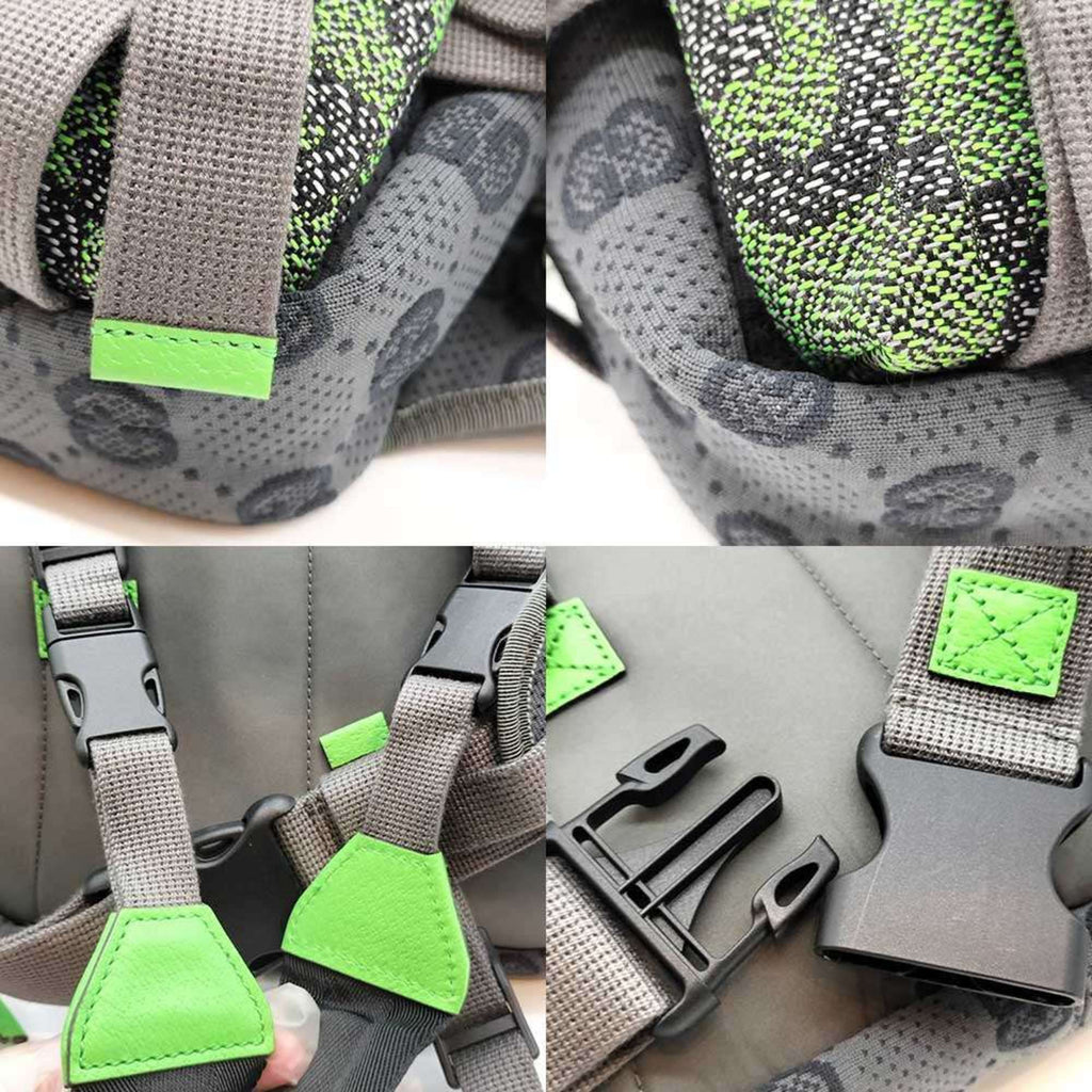 Gucci Gray Green Red Color Nylon Backpack Fanny Pack (Pre-Owned)